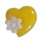 Preview: Boutons pour enfants en forme de coeur en plastique de couleur jaune foncé 15 mm 0,59 inch